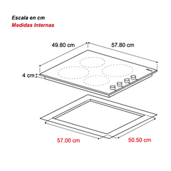 Estufa (Tope) electrico de 60cm | 4 quemadores | Cooktop