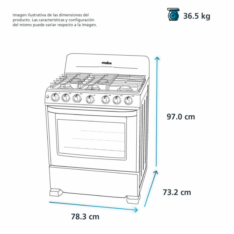 Estufa de gas de 30 pulgadas (30”) | 6 quemadores