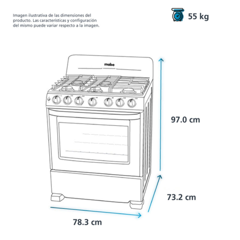 Estufa de gas de 30 pulgadas (30”) | 6 quemadores