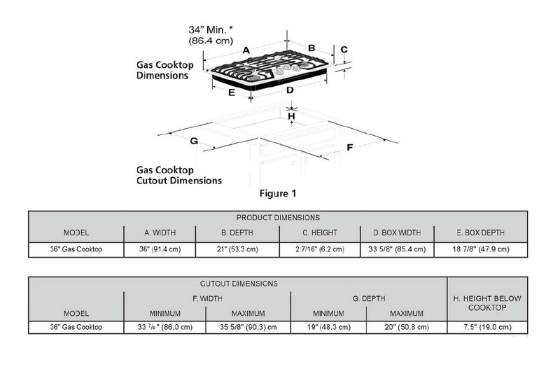 Estufa (Tope) de gas de 36 pulgadas (36”) | 5 quemadores | Cooktop