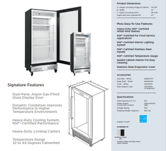 18 Pies Cúbico Refrigerador Comercial | Puerta de Vidrio