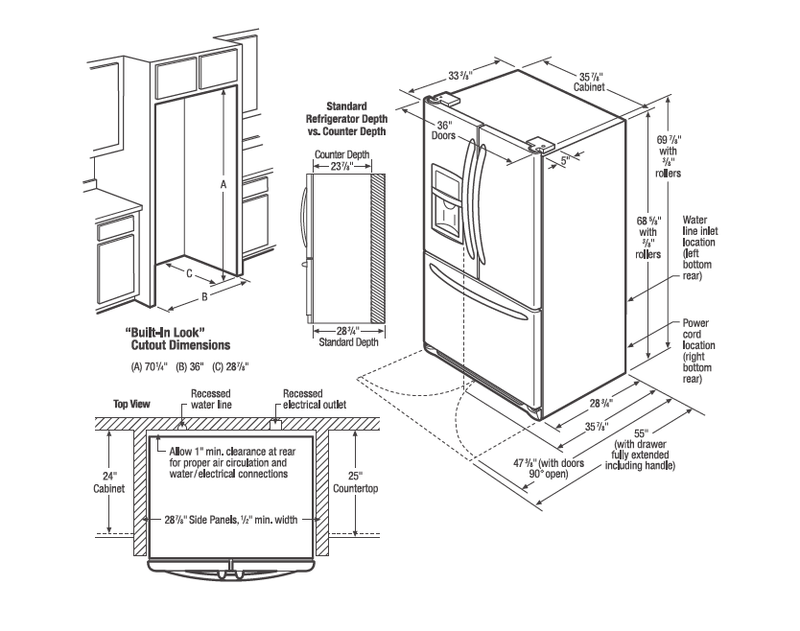 28 Pies Cúbico Refrigerador French Door | Dispensador de Agua y Hielo