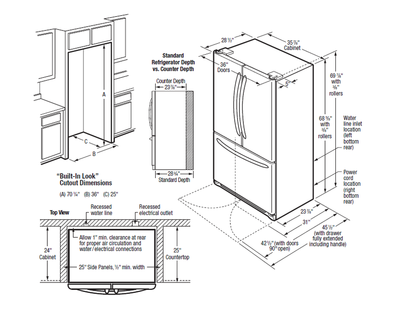 23 Pies Cúbico Refrigerador French Door | Dispensador de Agua y Hielo | Counter Depth