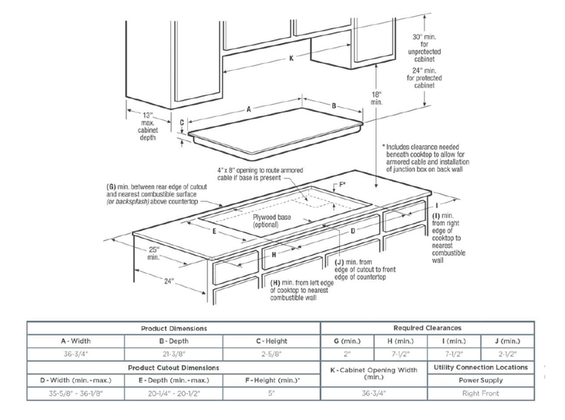 Estufa (Tope) electrico de 36 pulgadas (36") | 5 quemadores | Cooktop