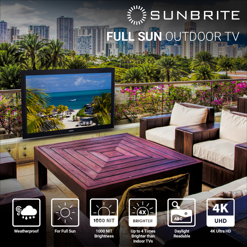 SunBrite Pros Series | Televisor De 55" | 4K | Outdoor TV | LED | HDR | Full Sun | Black