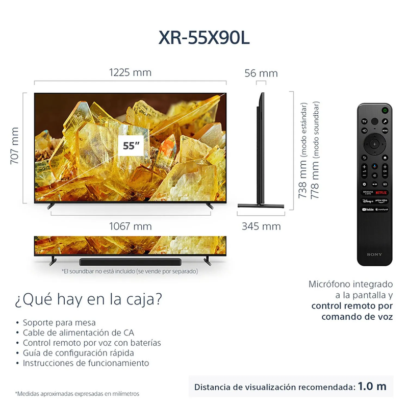 Televisor de 55" X90L| 4K Ultra HD | Alto rango dinámico (HDR) | Google TV | Control de voz con Google Assistant | BRAVIA XR | Full Array LED