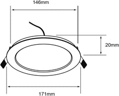 Lámpara de techo empotrada interior, LED integrado, luz cálida suave