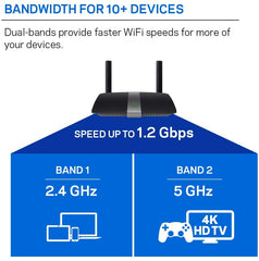 Enrutador Wi-Fi de doble banda Linksys EA6350 AC1200 +