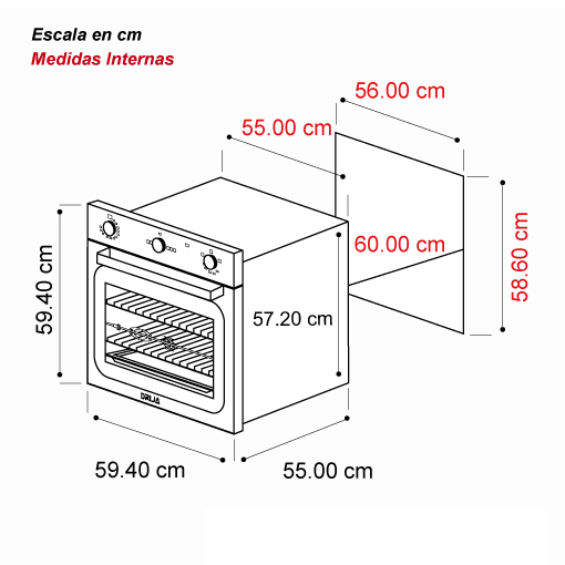 Horno Empotrable de Gas de 60cm | Grill | Rotisserie (220v)