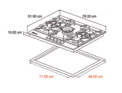 Estufa (Tope) de gas de 76cm | 5 quemadores | Cooktop