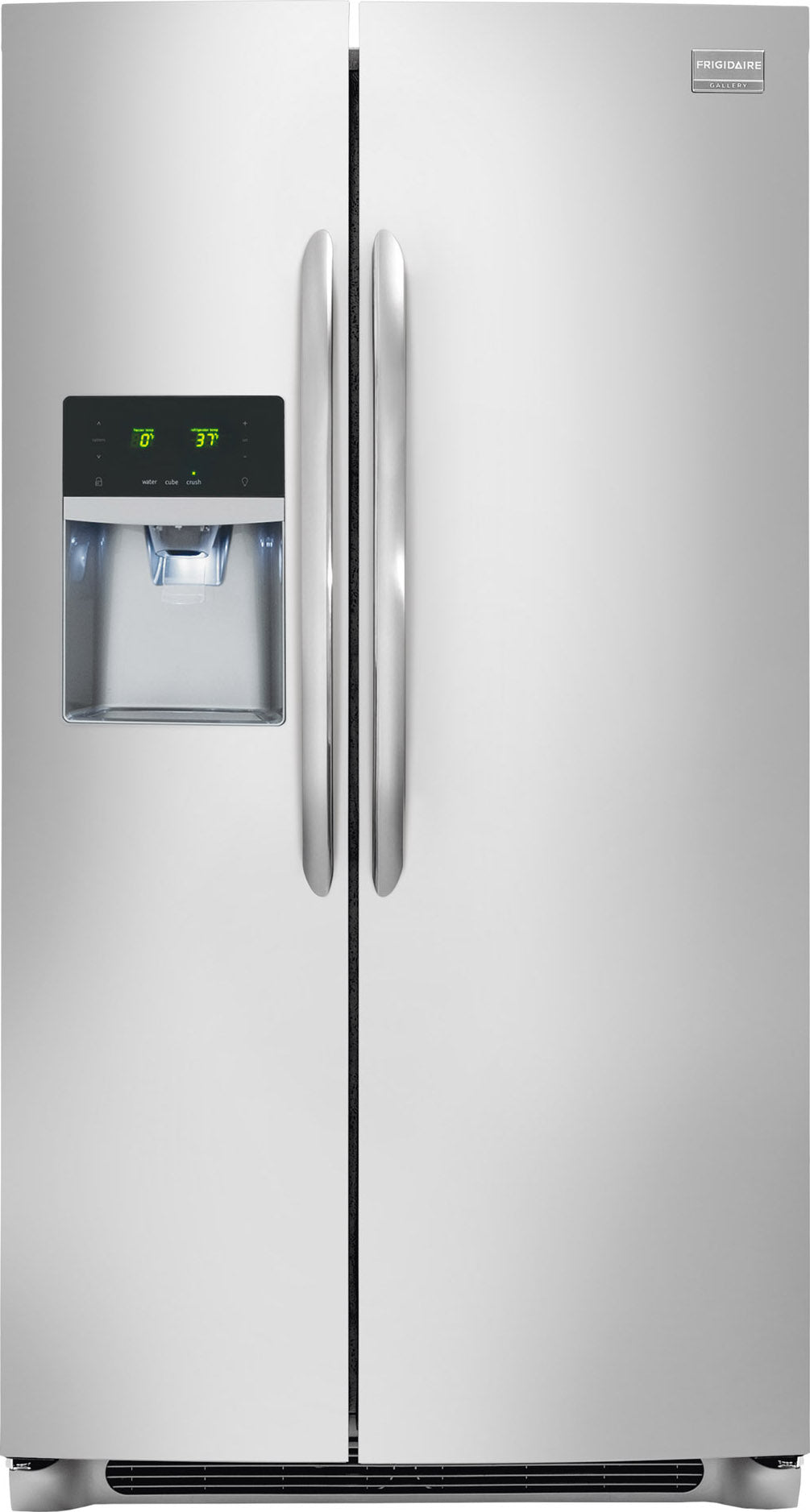 Dispensador de hielo y agua de refrigerador de plata Fotografía de