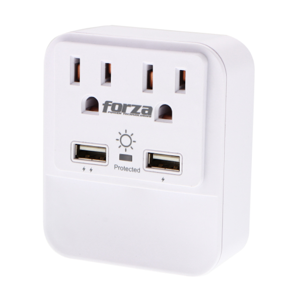 Forza FWT-221USB Derivador de pared 110 / 220V USB 2Out Nightlight