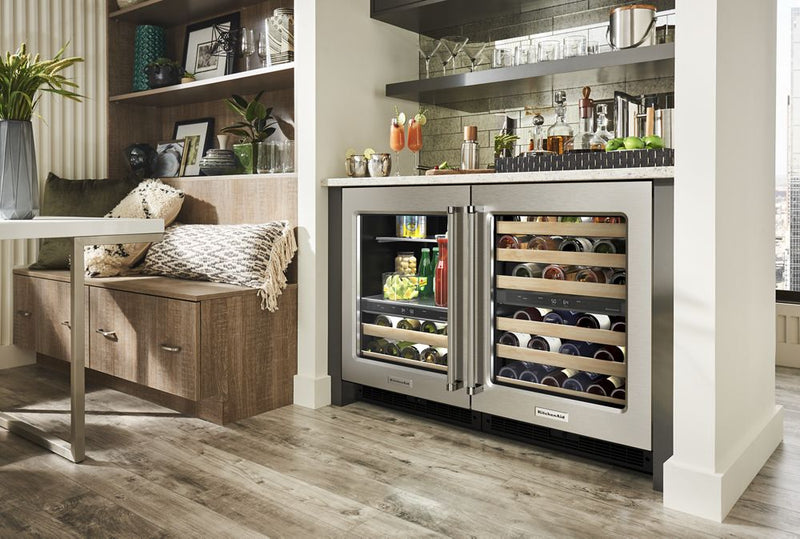 24" Undercounter Wine Cellar with Glass Door and Wood-Front Racks