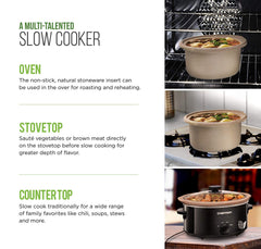 Chefman 6 Qt Slow Cooker With Natural Stoneware Crock