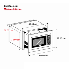 Horno Microondas Empotrable 60cm | 25 litros | 900 Watts | 110v